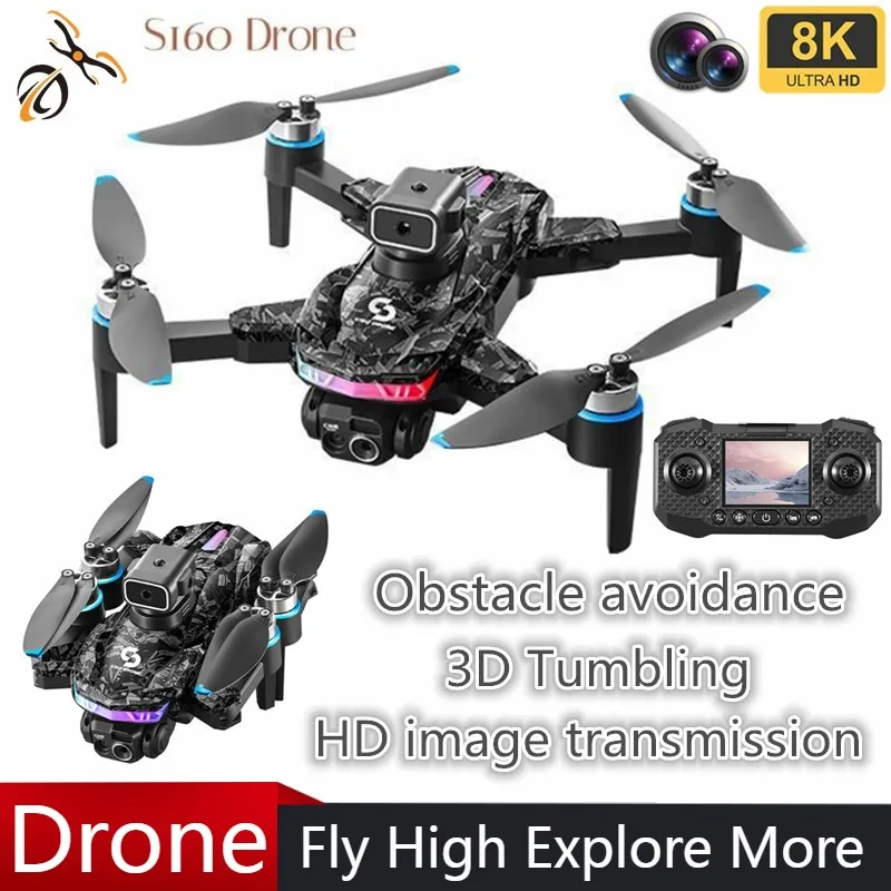 NEUE S160 Drone Professionnelle 8K HD Dual Caméra FPV WIFI Avion Quadricoptère Évitement d'obstacles Hauteur maintien Télécommande RC eders