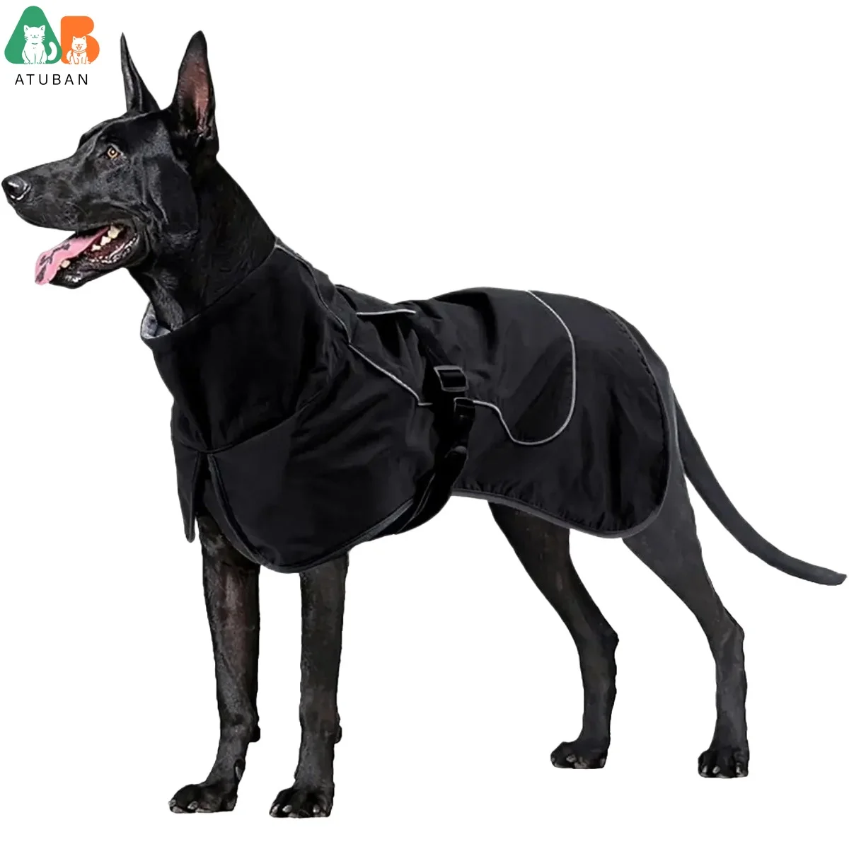 ATUBAN Hundemantel, wasserdichter Hunderegenmantel, reflektierende Jacke für kaltes Wetter mit weichem Fleecefutter, warme Oberbekleidung für Haustier