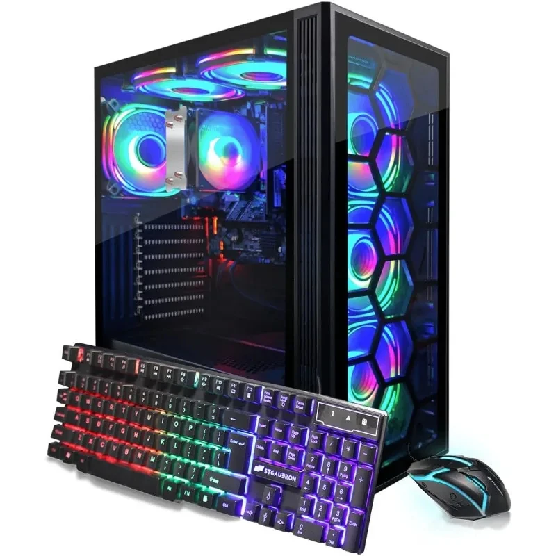 PC desktop RGB, Ryzen 5 3400G fino a 4,2 GHz, 16 GB DDR4, 512 GB SSD, WiFi 6 & BT 5.2, ventole RGB x6, tastiera RGB