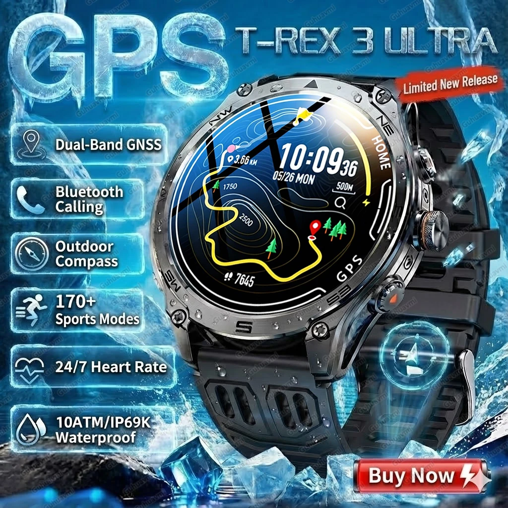 T-Rex 3 Smartwatch militare con GPS e batteria da 1000mAh