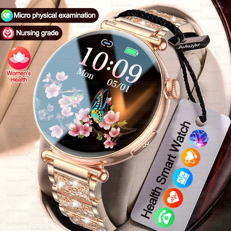 Frauen-Smartwatch mit AMOLED-Display: EKG, Blutdruck, DIY-Zifferblatt