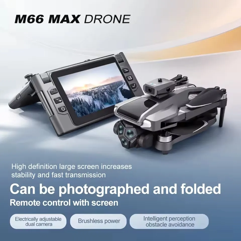 Drone M66 MAX 8K Caméra Aérienne avec Écran, Évitement d'Obstacles Omnidirectionnel, Jouet RC, Cadeau pour Garçons