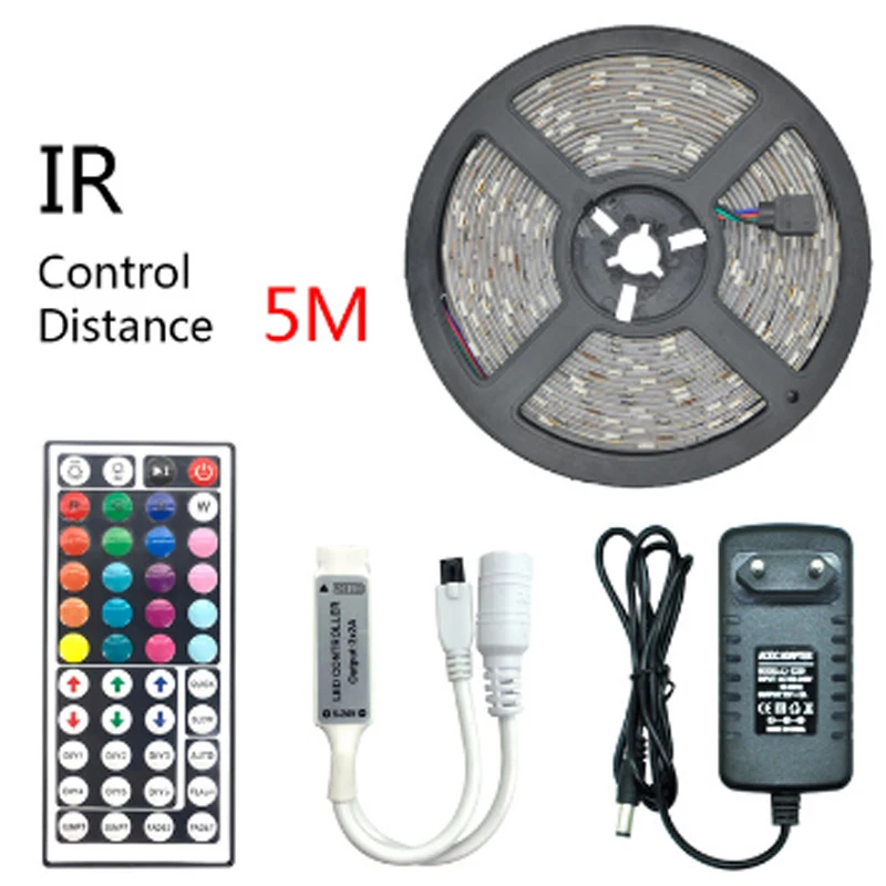 Bandeau d'LED RGB de 5 m avec télécommande et alimentation secteur CA 85-240 V