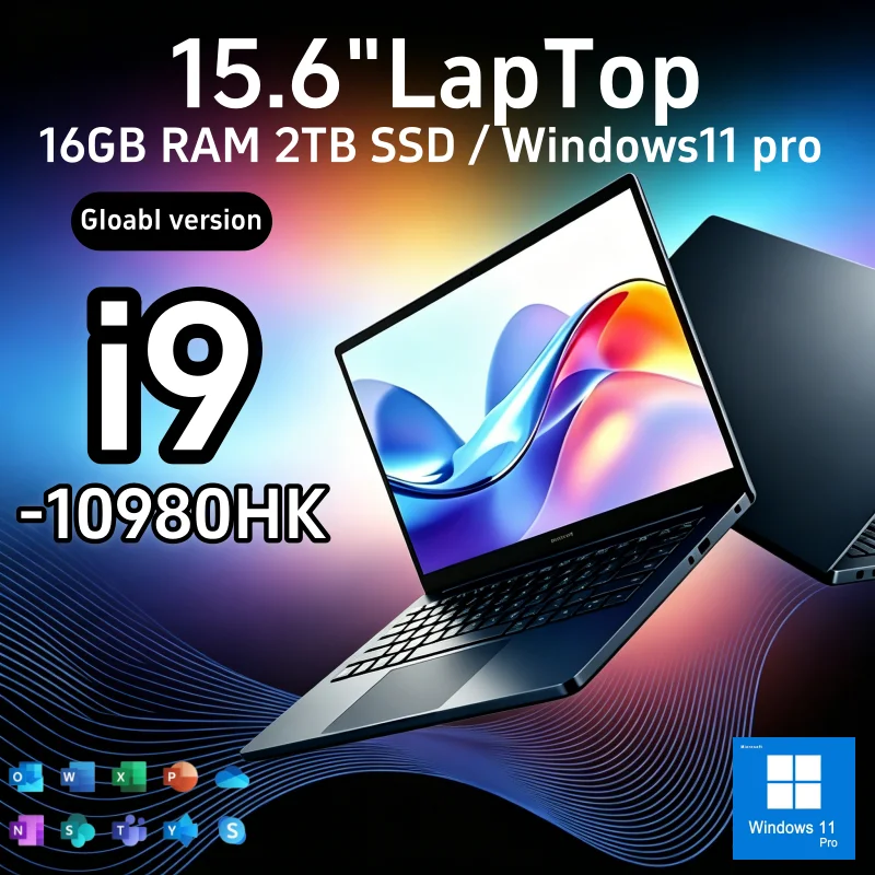 15,6 pollici Ultra-Sottile Laptop Intel Core i9-10980HK 16GB RAM 1TB/2TB SSD Sblocco con impronta digitale Windows 11 Laptop Gaming e Business