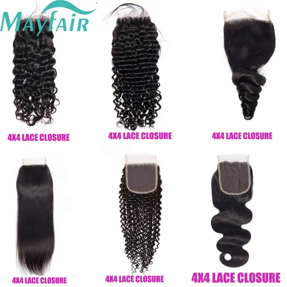 12A Lace HD Transparente Frontale 13x4 Water Wave 4X4 Chiusura Capelli Umani Brasiliani Lenta Chiusura Profonda Kinky Curly Dritta