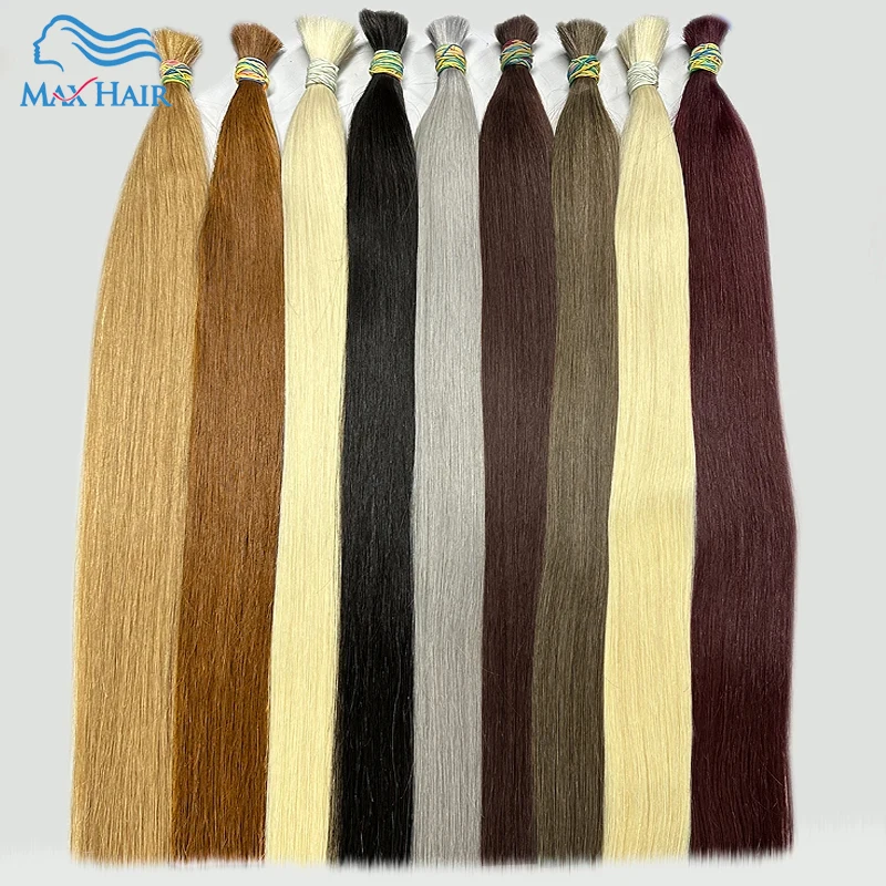 Capelli umani in volume senza trama - Capelli vergini vietnamiti Remy diritti - Volume 12-30 pollici - 100g - Estensioni di capelli naturali al 100% - Grigio