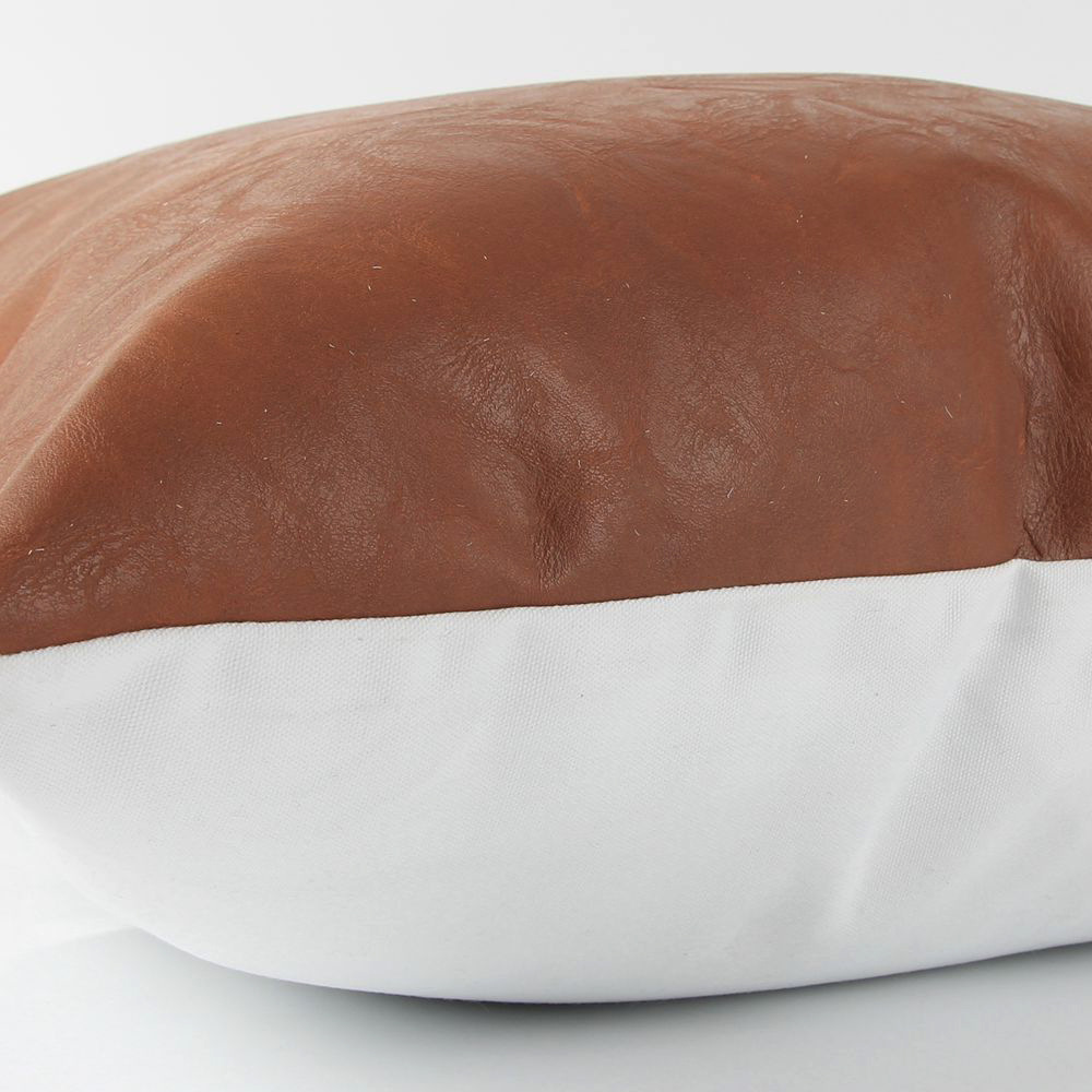 Simple Striped Patchwork Pillow Cover PU Leather Sofa
