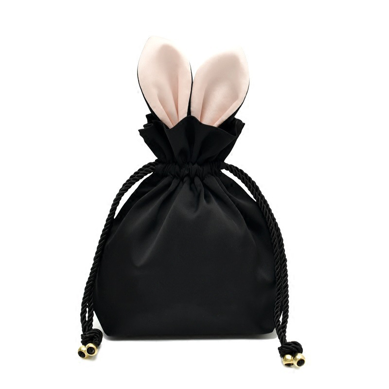 Custom Jewelry Storage Bag Cosmetic Bag Silk Drawstring Pocket Jewelry Bag Travel Cute Rabbit Ear Storage Bag