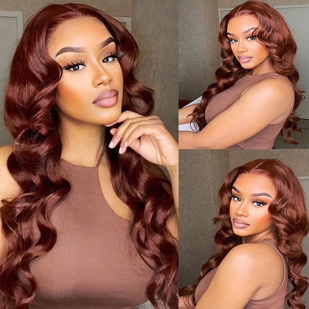 Front Lace Wig Rot Lange Locken Grosser Wellenschlag