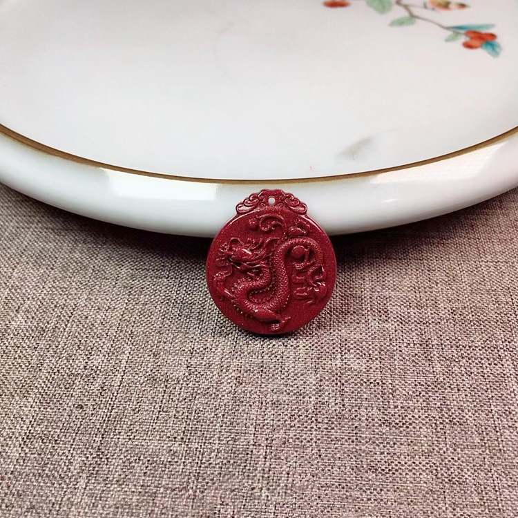 Naturpur Gold Cinnabar Dragon Pendant - Unisex Dragon Necklace