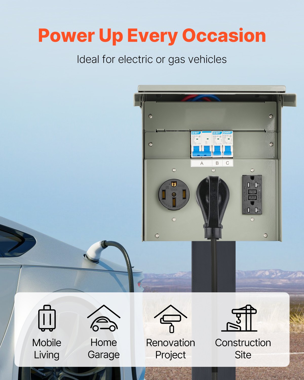 Pannello di uscita di corrente temporaneo Pannello elettrico RV 20 30 50 Amp Presa di corrente Scatola di presa di corrente
