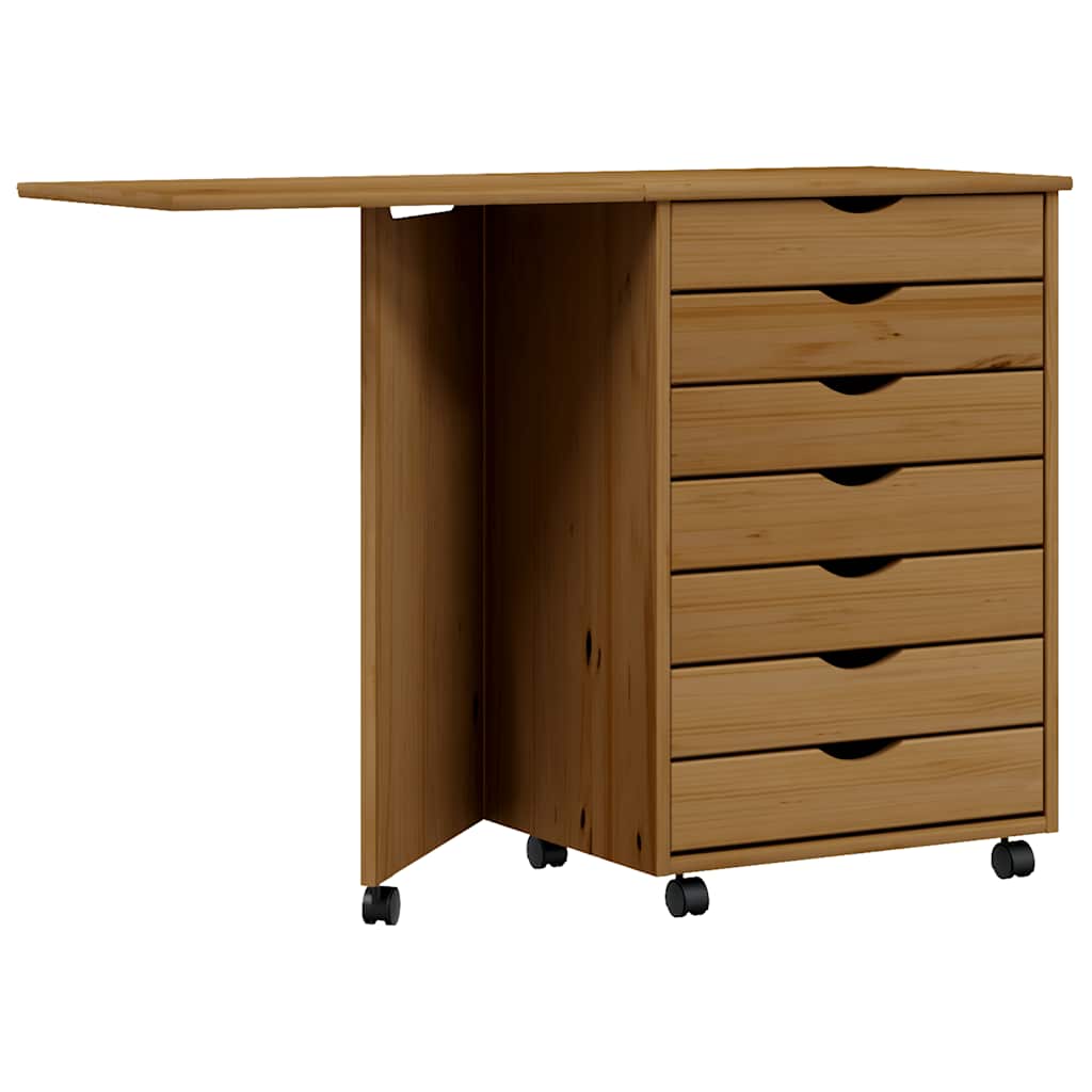 Rollcontainer MOSS Honigbraun Massivkiefer