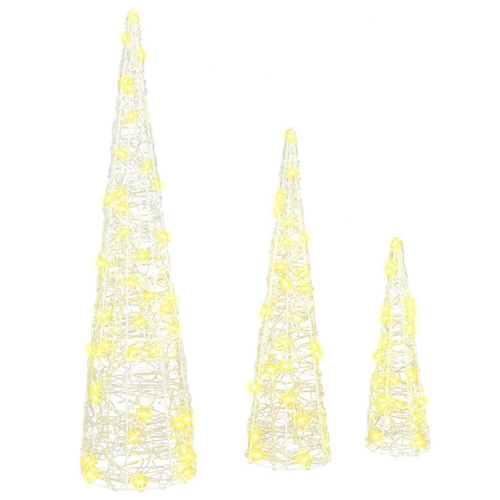 Albero di Natale con 90 LED, 3 pezzi, bianco caldo