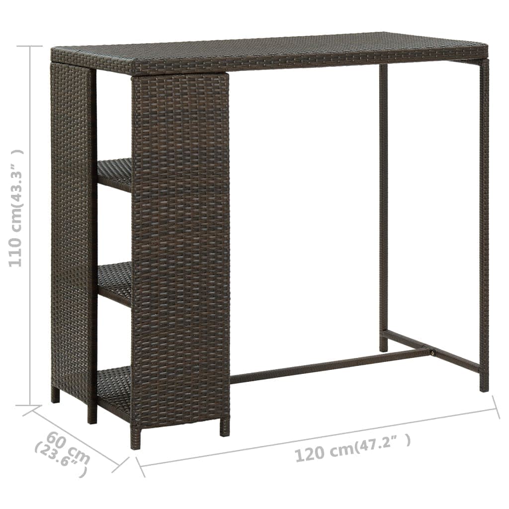 Bartisch mit Ablage Polyrattan 120 cm