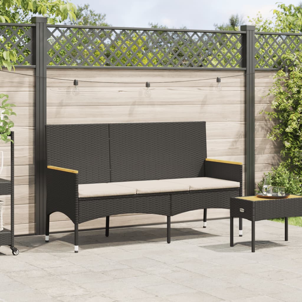 3-Sitzer Gartenbank Polyrattan mit Polstern