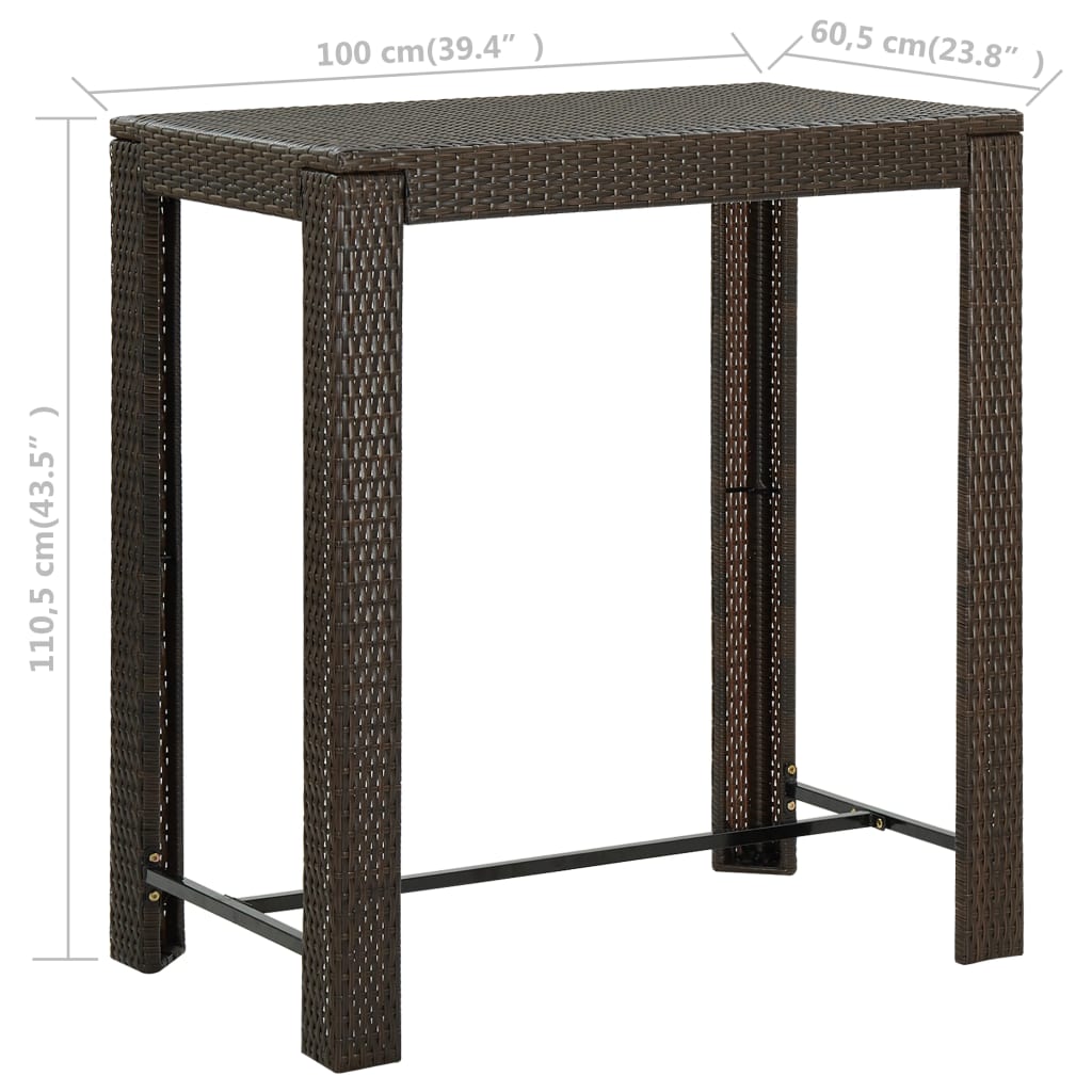 Garten-Bartisch Polyrattan 100x60,5x110,5 cm