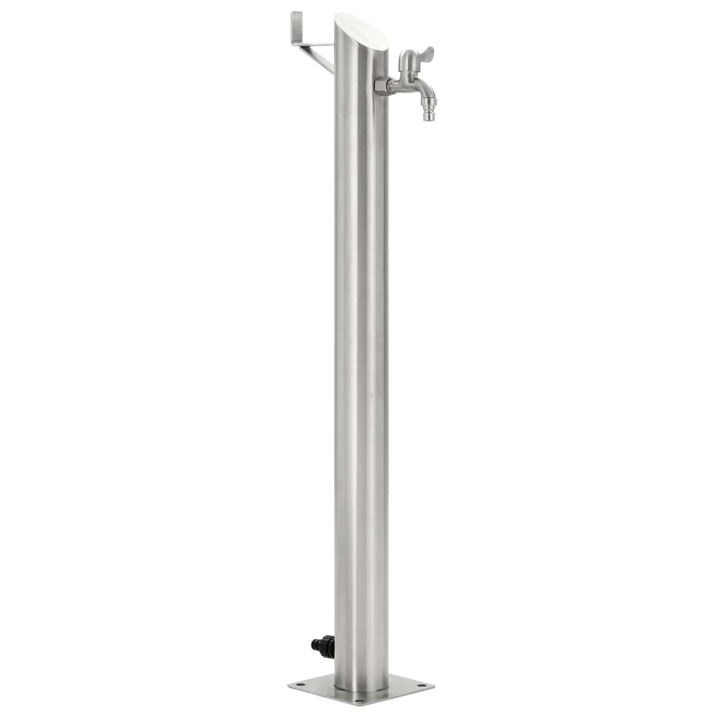 Gartenwasser-Säule aus Edelstahl, rund, 95 cm