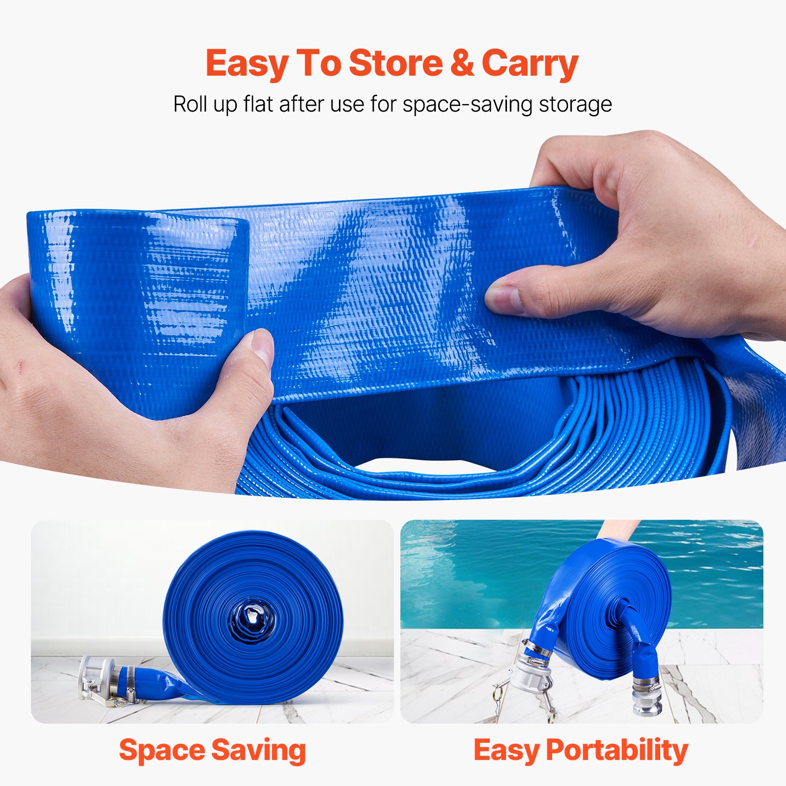 Tubo di lavaggio inverso 2 pollici x 100 ft Blu di alta qualità con accessori completi