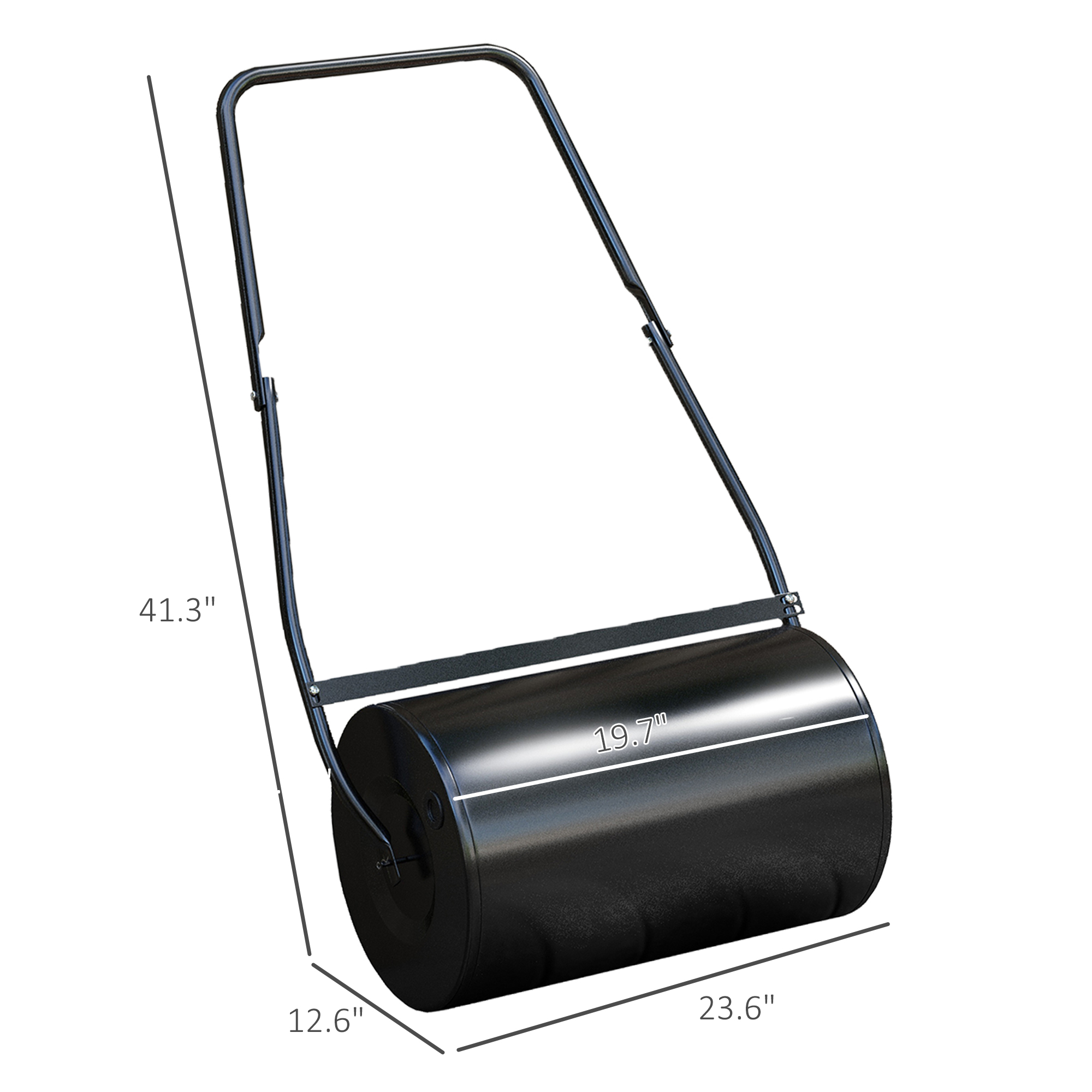 38L Heavy Duty Push/Tow Behind Lawn Roller, U-handle Garden Roller Filled with Water or Sand