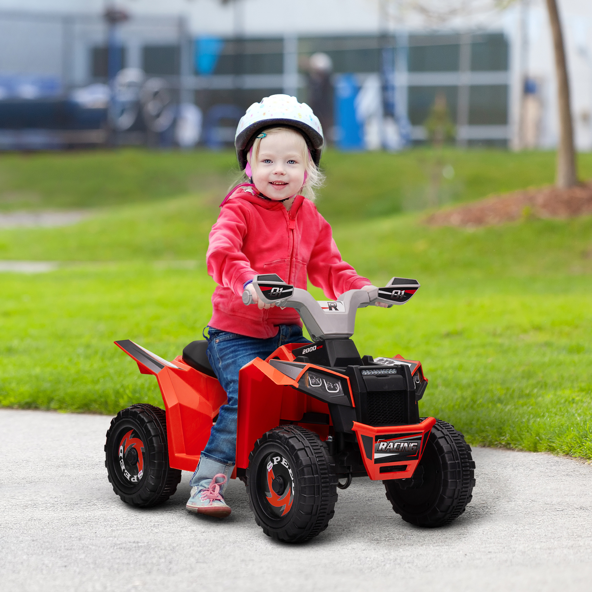 Auto elettrica per bambini di 6V con avanti indietro, ruote resistenti all'usura per età 18-36 mesi, rosso