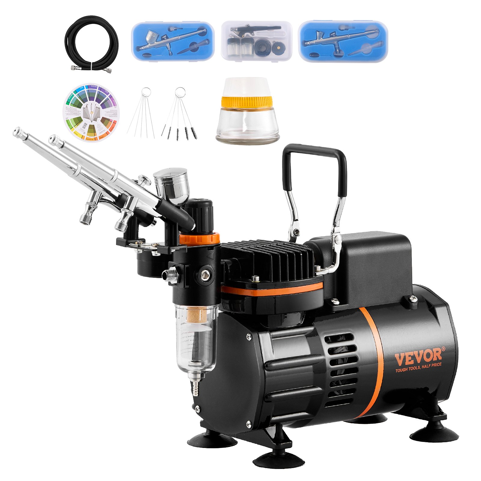 Airbrush-Set mit Doppellüfter und 3 Airbrushes