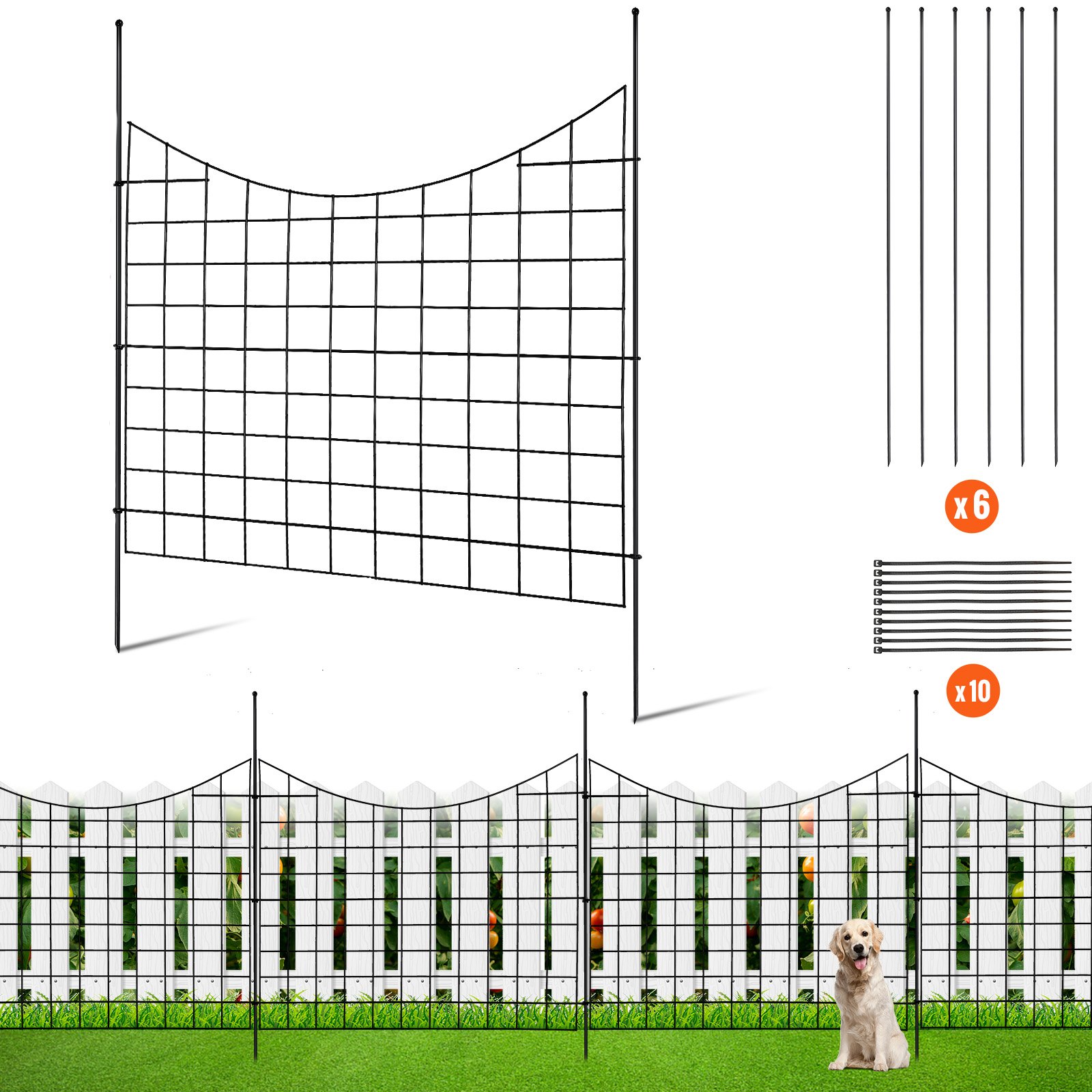 5er-Set Dekorativer Gartenzaun 75x93 cm aus Kohlenstoffstahl