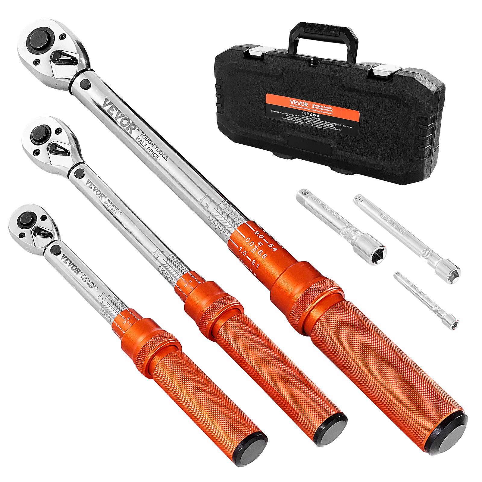 Klick-Drehmomentschlüssel-Set 3-tlg. 1/4 + 3/8 + 1/2 Zoll