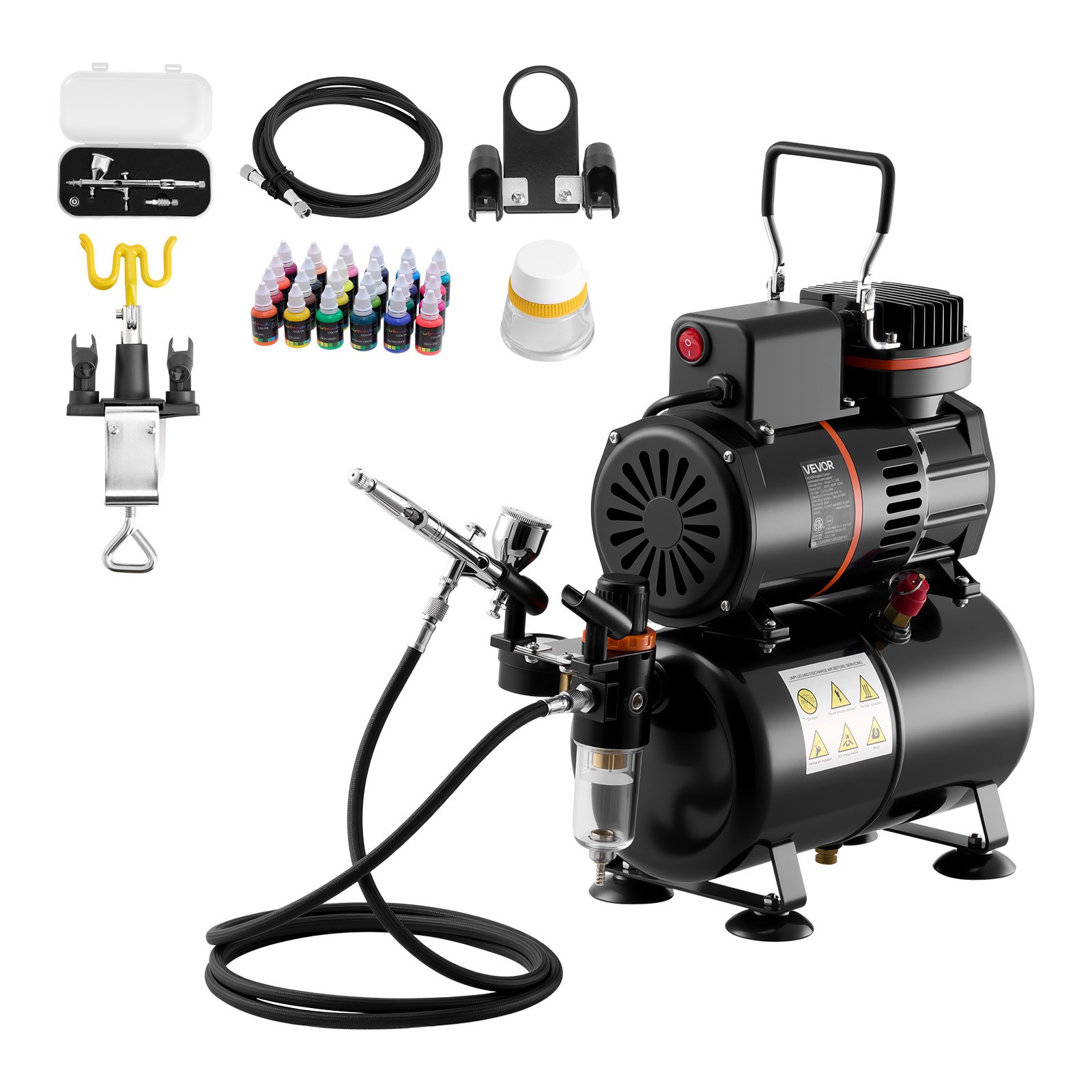 Airbrush-Set mit Kompressor, Tank und Zubehör