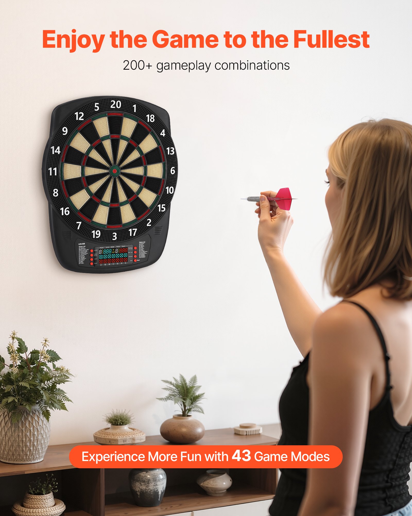 Elektronische Dartscheibe 342,9 mm mit 43 Spielen