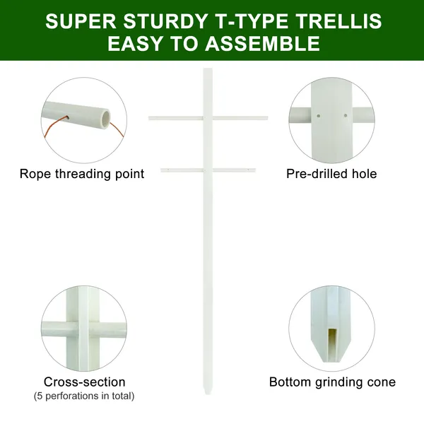 1PC 7FT Hollow T-profile Climbing Trellis, Stable And Durable, Perfect For Climbing Plants, A Modern Garden Decoration.