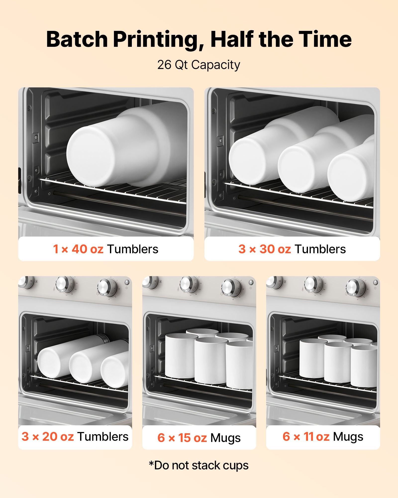 Sublimation Oven Machine, 26 Qt, Fits 40oz Tumblers, With 50 Shrink Films, 1 Tape And 2 Heat Gloves, 360° Turbo Convection For Sublimation Blank Tumbl