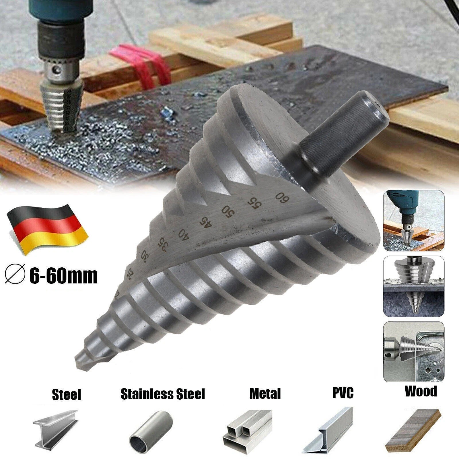 Pan-Europa-Versandunterstutzung - 6-60 mm HSS Titan Frasbohrerset