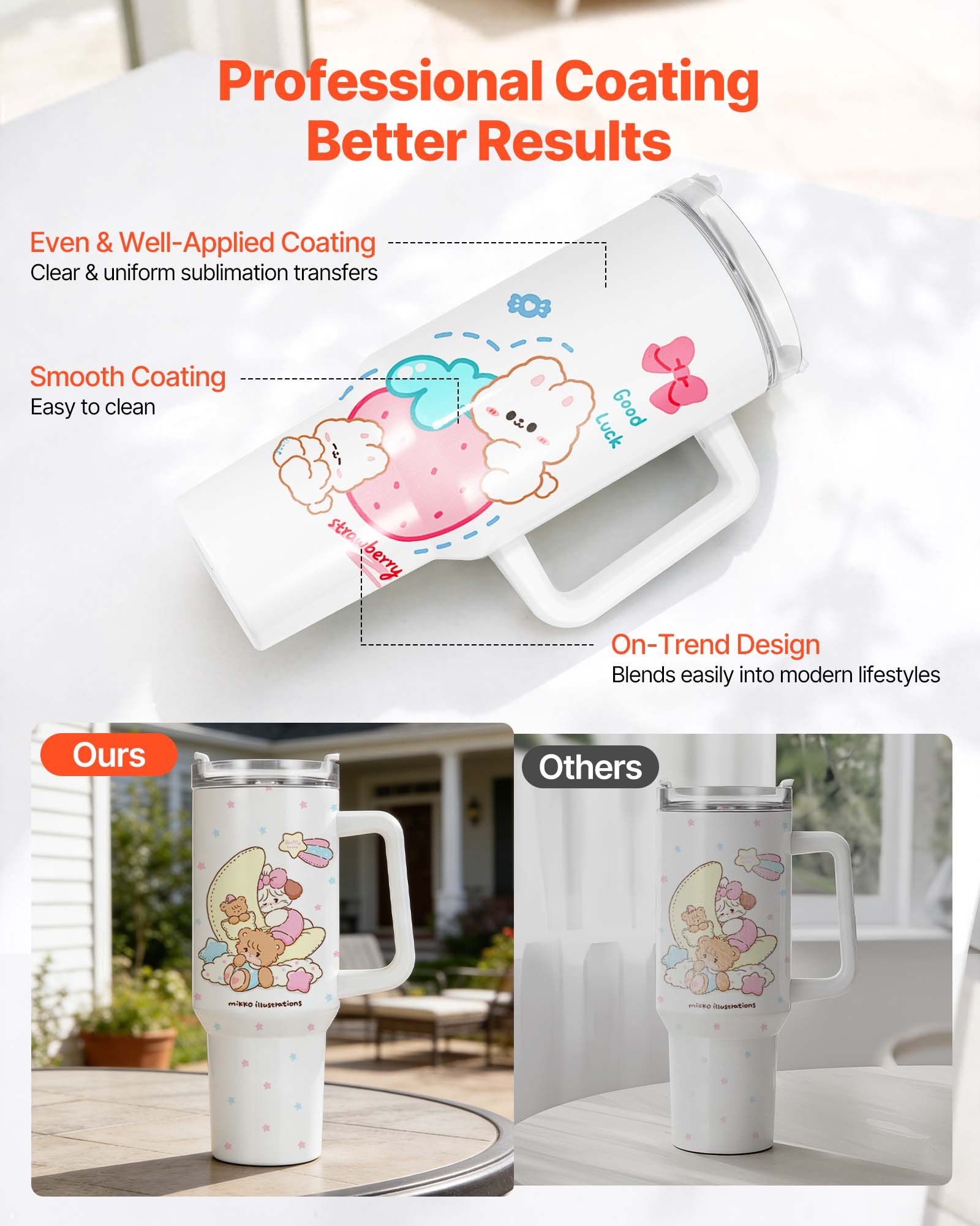 Sublimation Tumblers, 8er Pack, 40 Oz, Stainless Steel, Isoliert