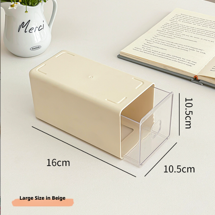 Scatola del cassetto della scrivania a quattro foglie di trifoglio - 1009 Grande - 1 colore crema