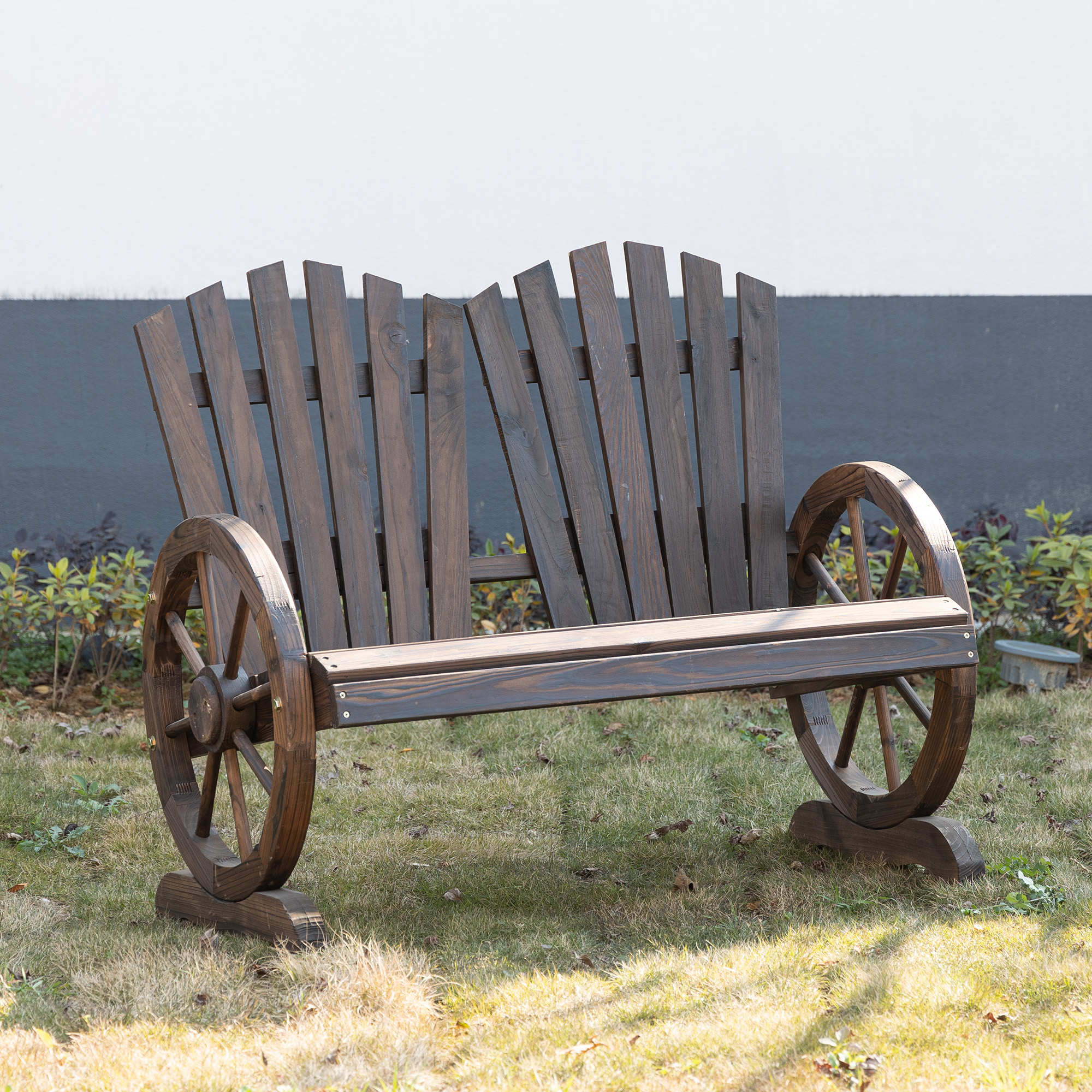 2-Sitzer Gartenbank aus Massivholz, 108 x 66 x 95 cm, Dunkelbraun