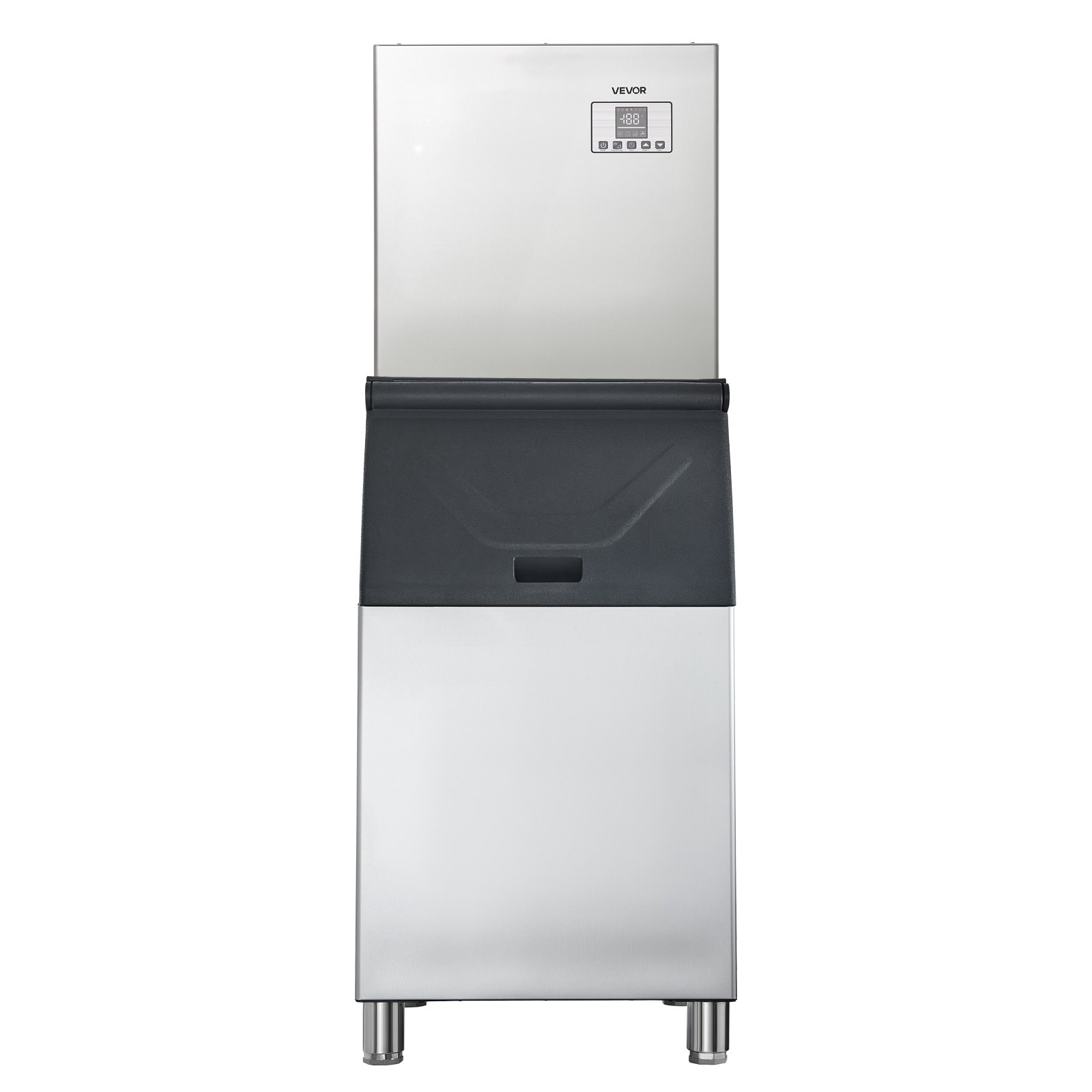 Máquina fabricadora de hielo comercial, máquina de hacer hielo de 400LBS 24H con depósito de almacenamiento de acero inoxidable de 300LBS, máquina de hacer hielo automática y limpiable con pantalla táctil para
