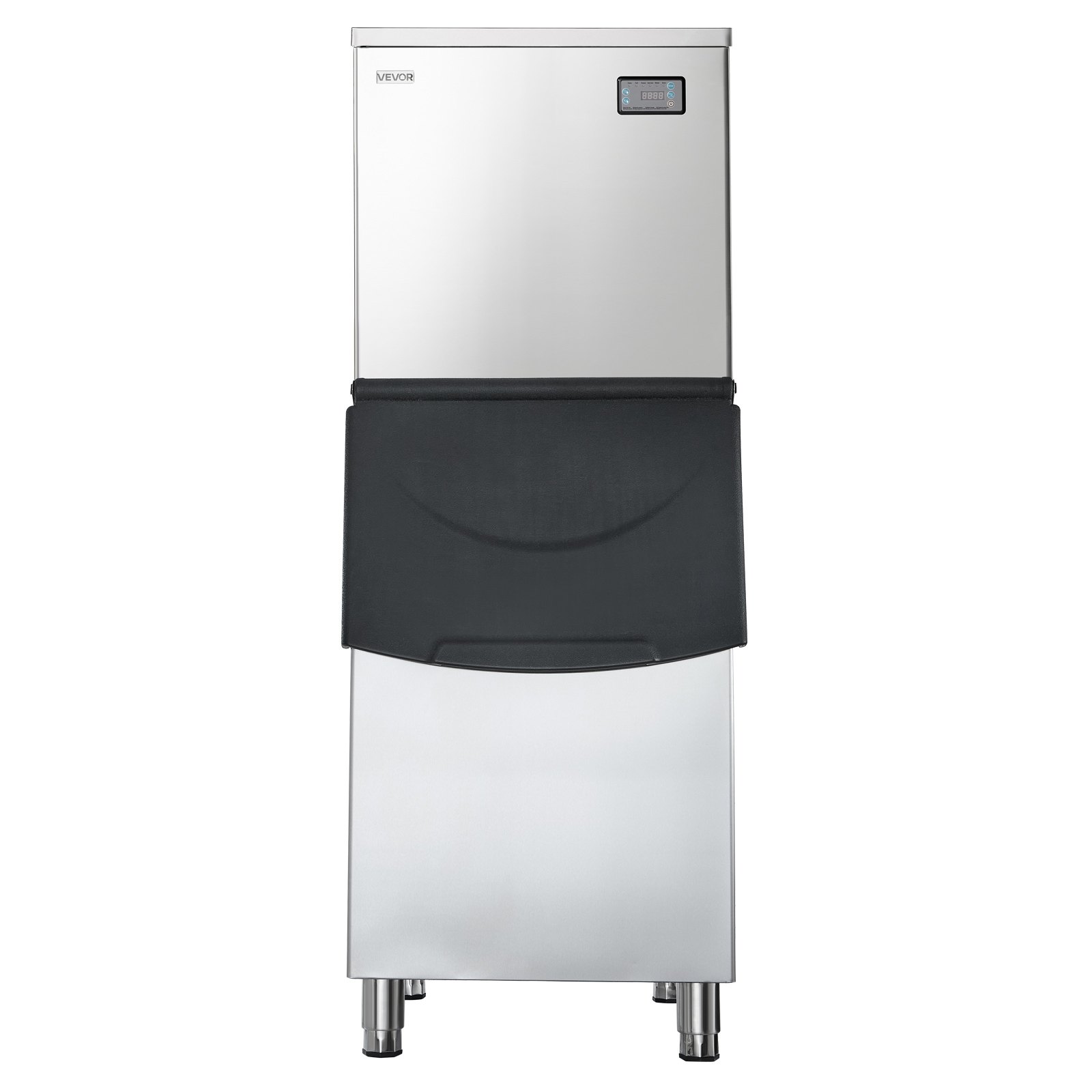 Máquina fabricadora de hielo comercial, máquina de hacer hielo 450LB 24h con depósito de almacenamiento de acero inoxidable 250LBS, máquina de hacer hielo automática con pantalla táctil para