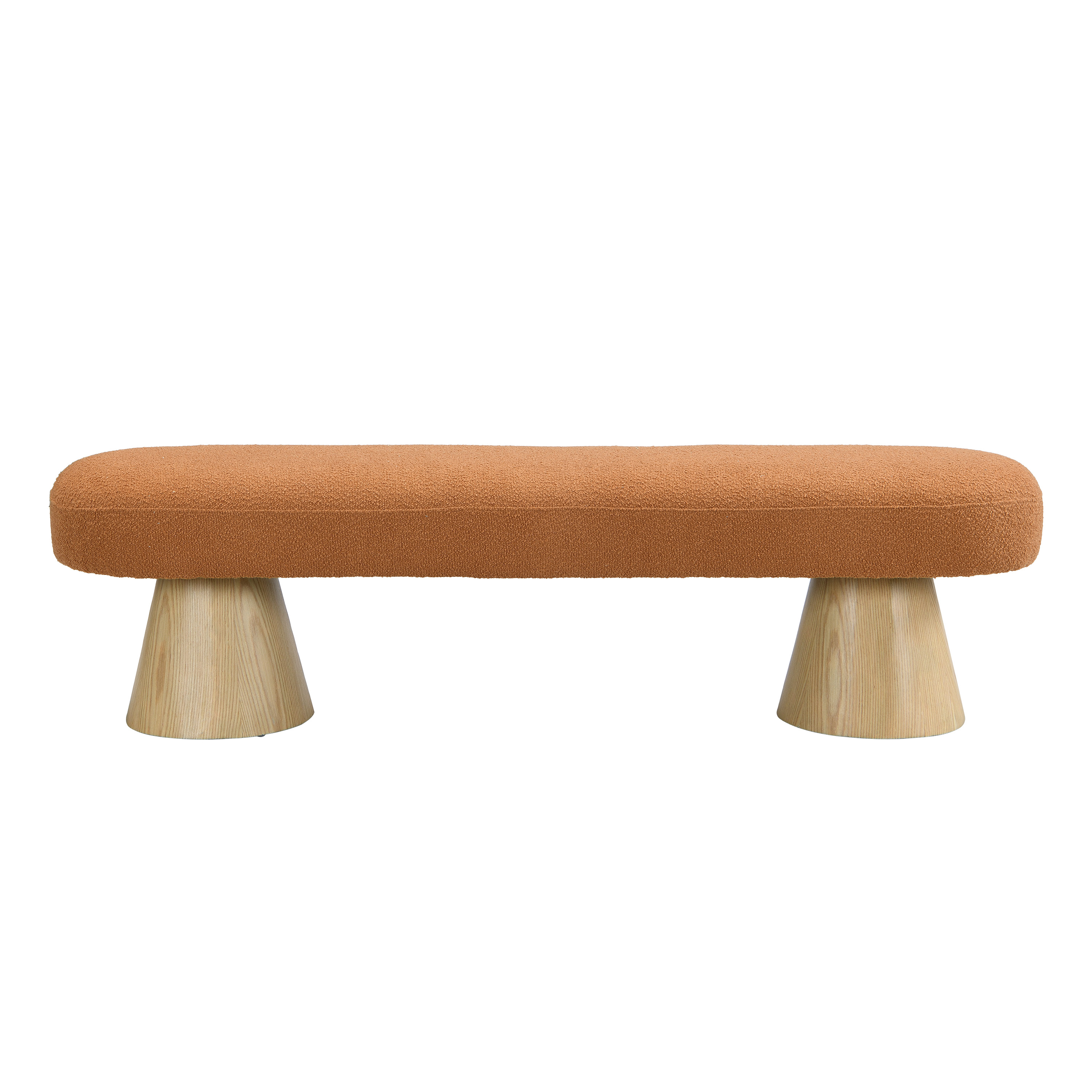 Dining Bench For Dining Room, Upholstered Bedroom End Of Bed Entryway Bench, Boucle Ottoman For Living Room, 64 L Orange Stool Top, 300 LBS Weight Cap