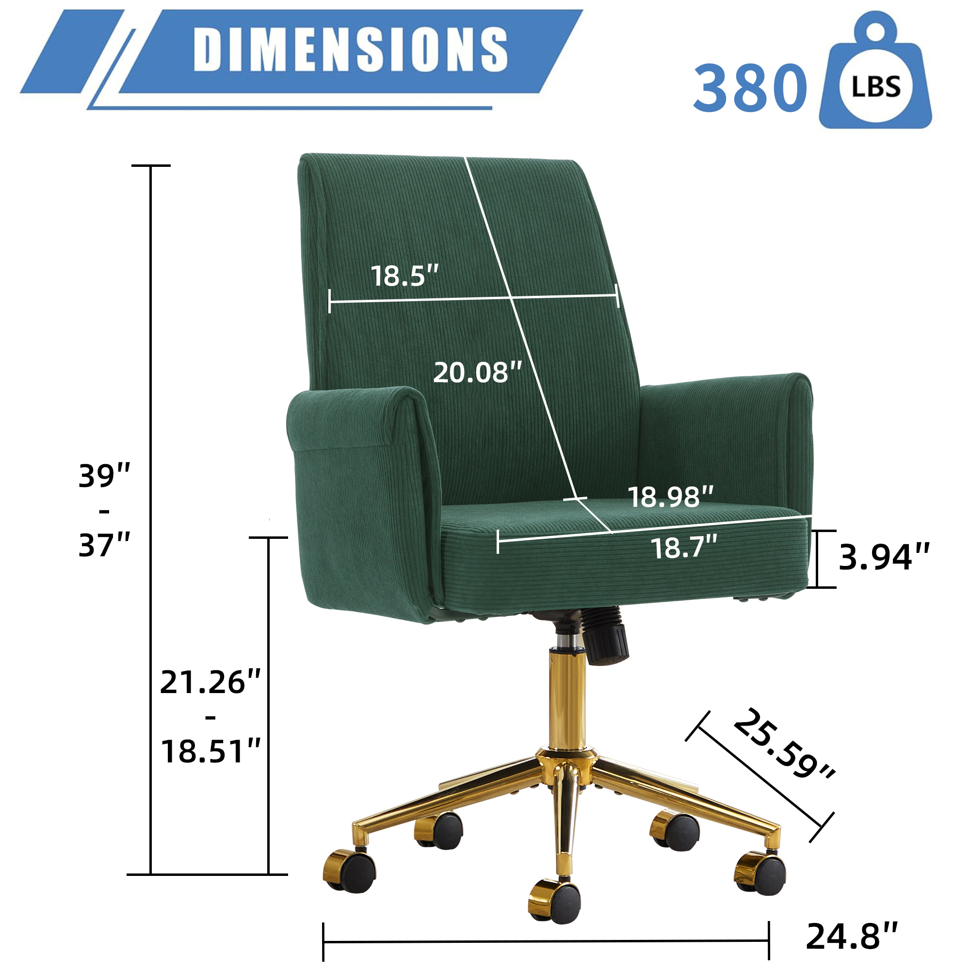 Mid-back Liftable Office Chair - Striped Fabric & Ergonomic Design