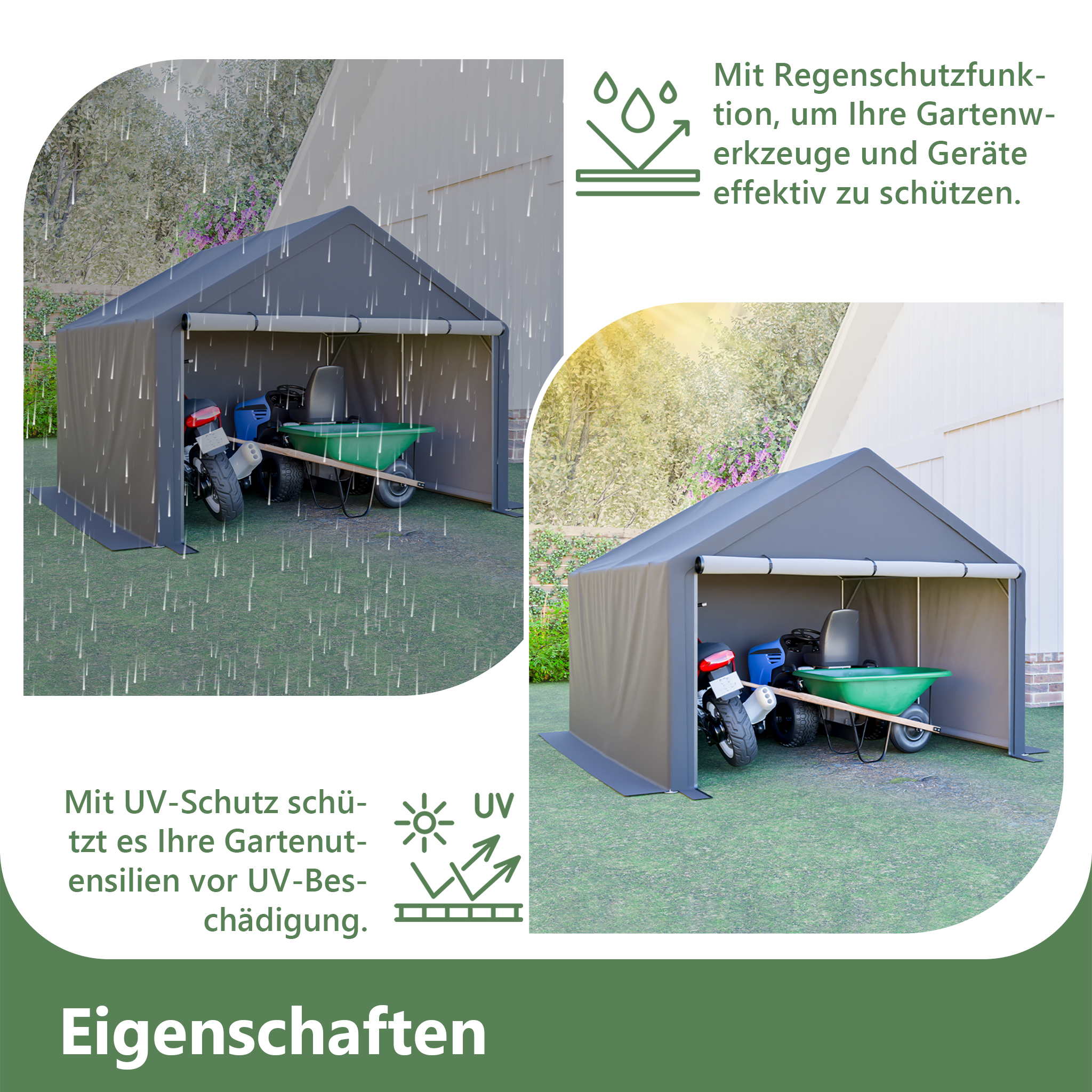 Solution complète pour le stockage extérieur en gris foncé abri à vélo tente avec rangement d'outils et d'outils de jardin 305x296x233cm