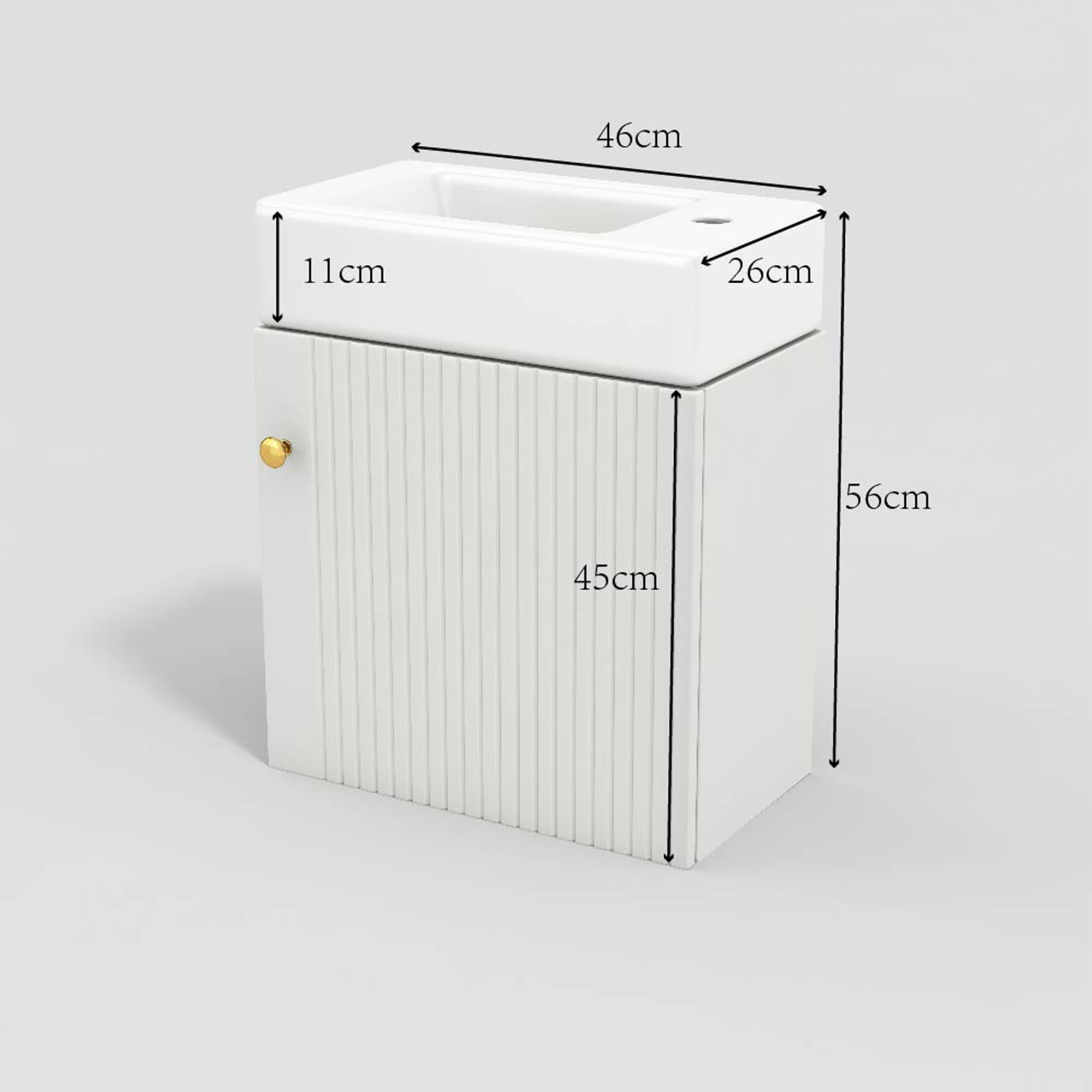 Hängender Waschbeckenunterschrank mit Waschbecken 46 cm