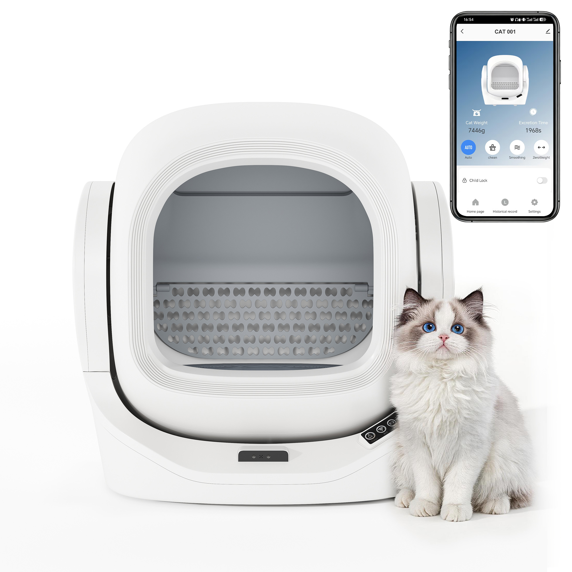 Boîte à litière pour chat intelligente et entièrement automatique de grande taille