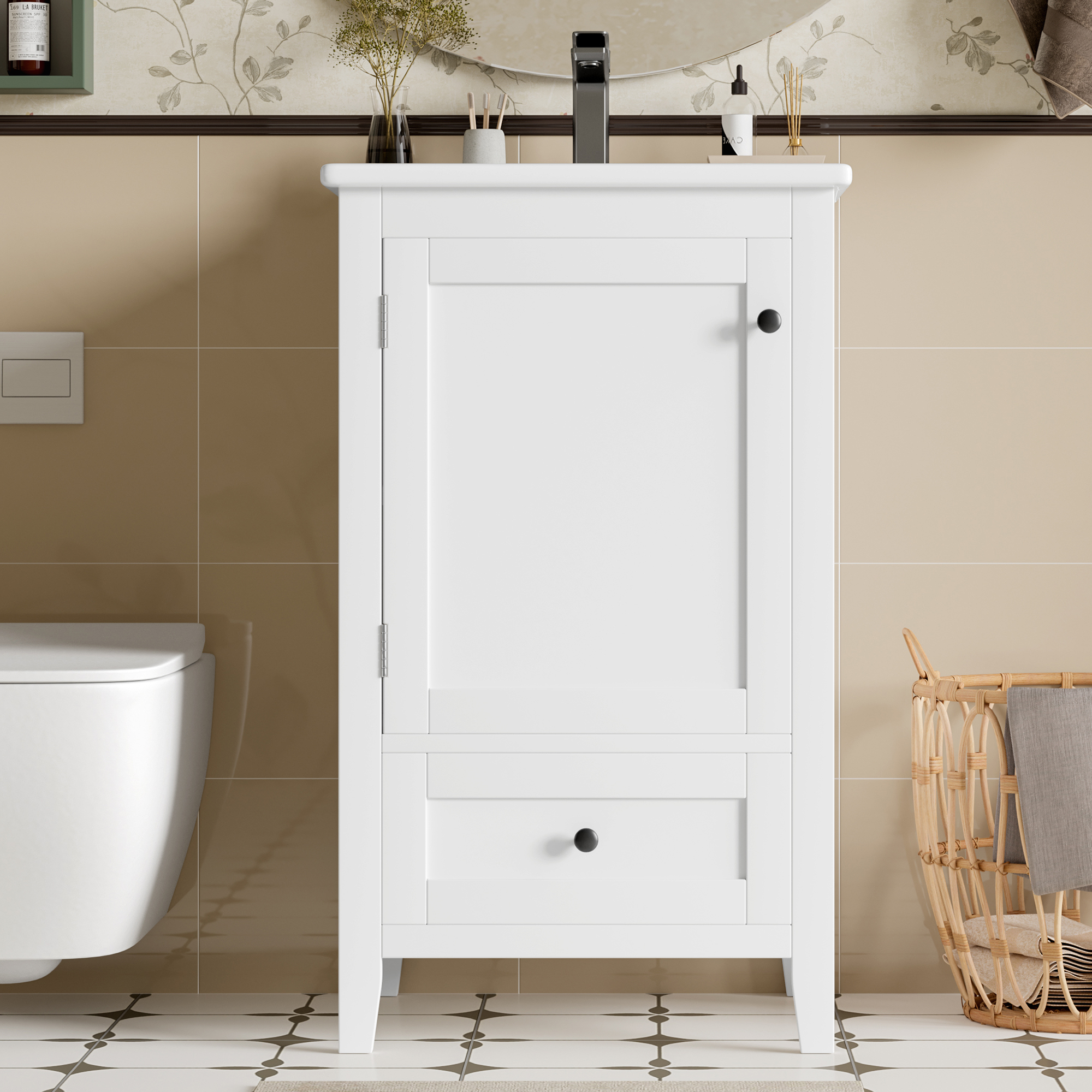 Waschbecken mit Unterschrank und Schublade
