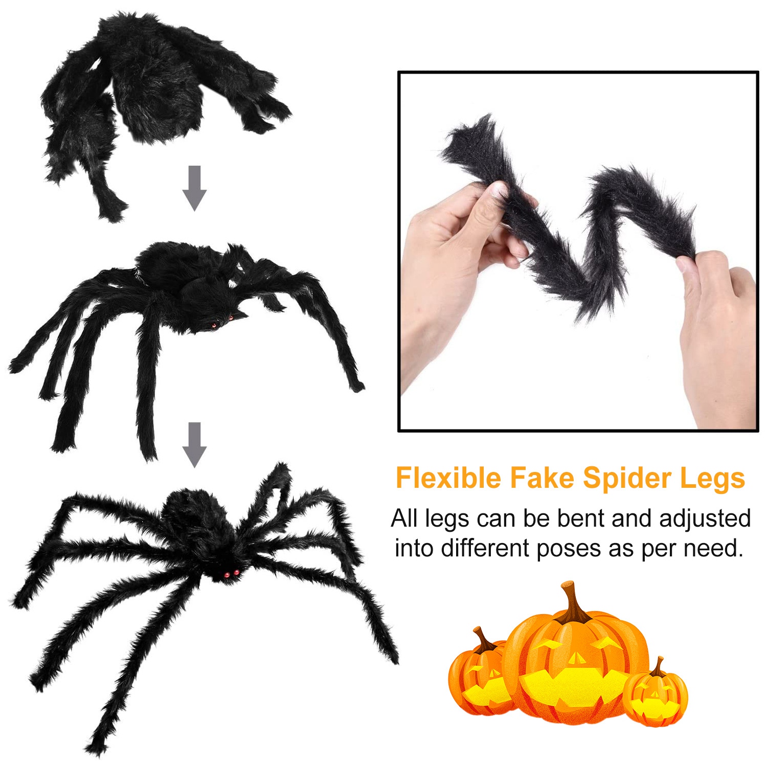 49-Zoll-Halloween-Spinne mit 126-Zoll-Spinne-Web