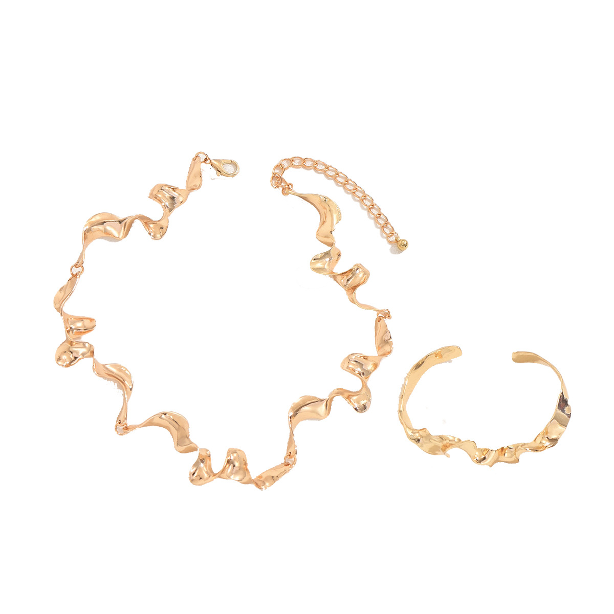 2026 New Arrival European American Hip Hop Women Jewelry Set, Niche Geometric Design Matching Bracelet & Necklace, High-end Versatile Metal Chain Acce