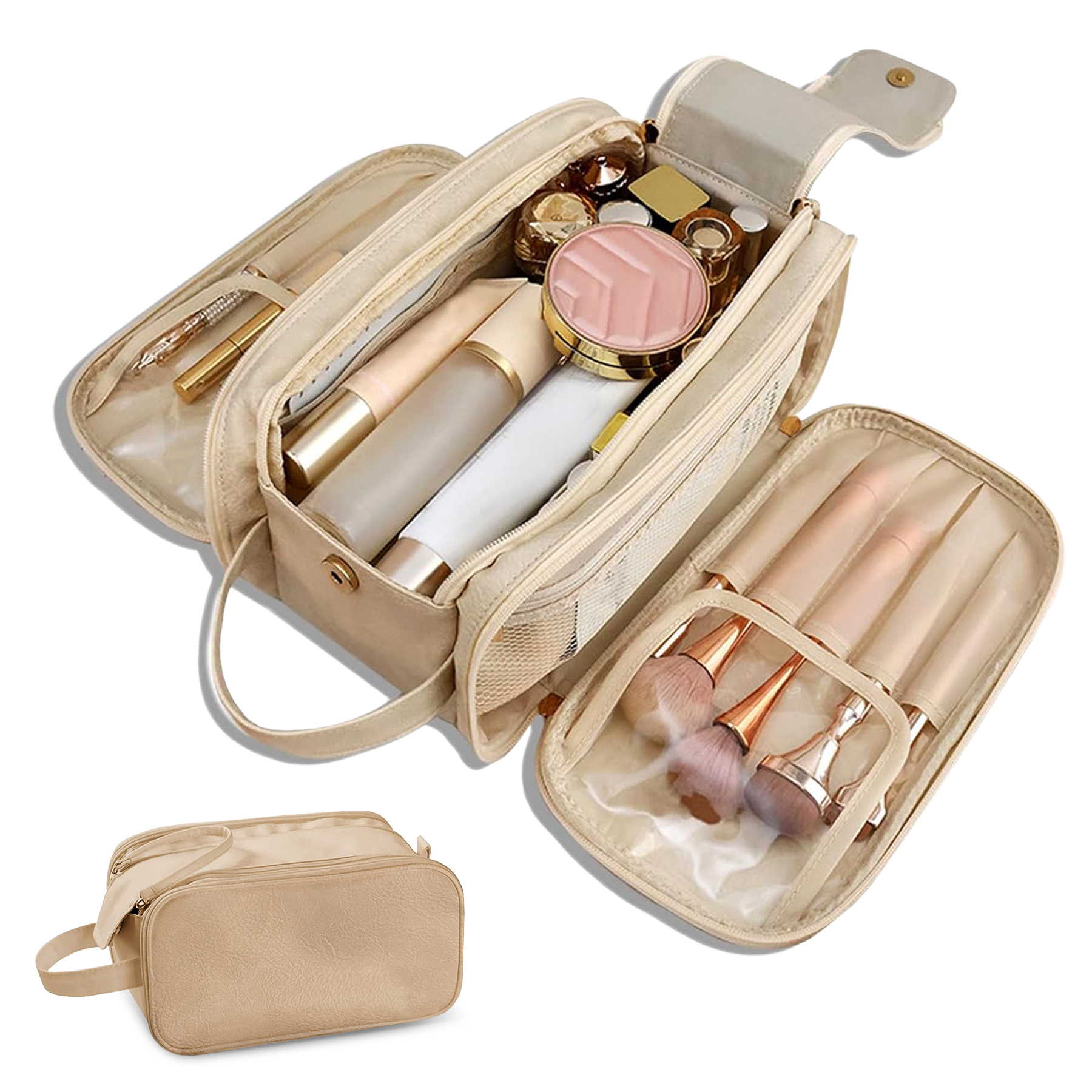 Sac de voyage toilette grand pour femmes et hommes, organisateur de sacs de voyage toilette, trousse de cosmétiques suspendue, kit en simili cuir