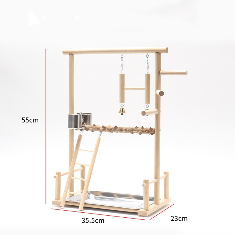 Plataforma interactiva para aves Área de juego Soporte poste de madera maciza Marco