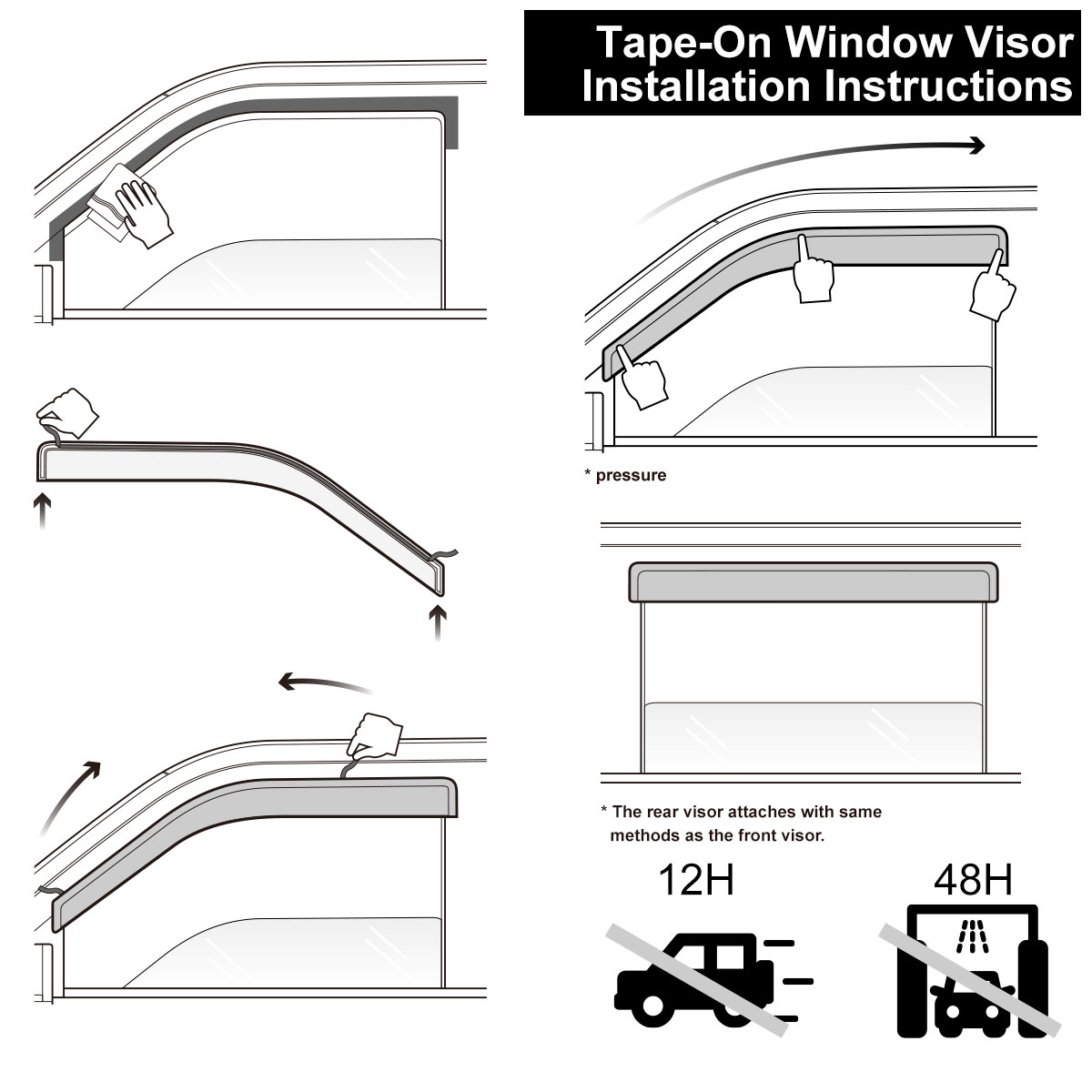 4-teilige Out-Channel Style Sun Rain Window Visors für 94092