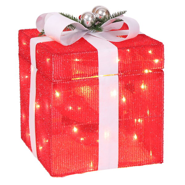 Motorisierte 12in Pop-up Geschenkbox mit Santa, Outdoor Weihnachtsdeko mit Motor & 60 LED-Lichtern
