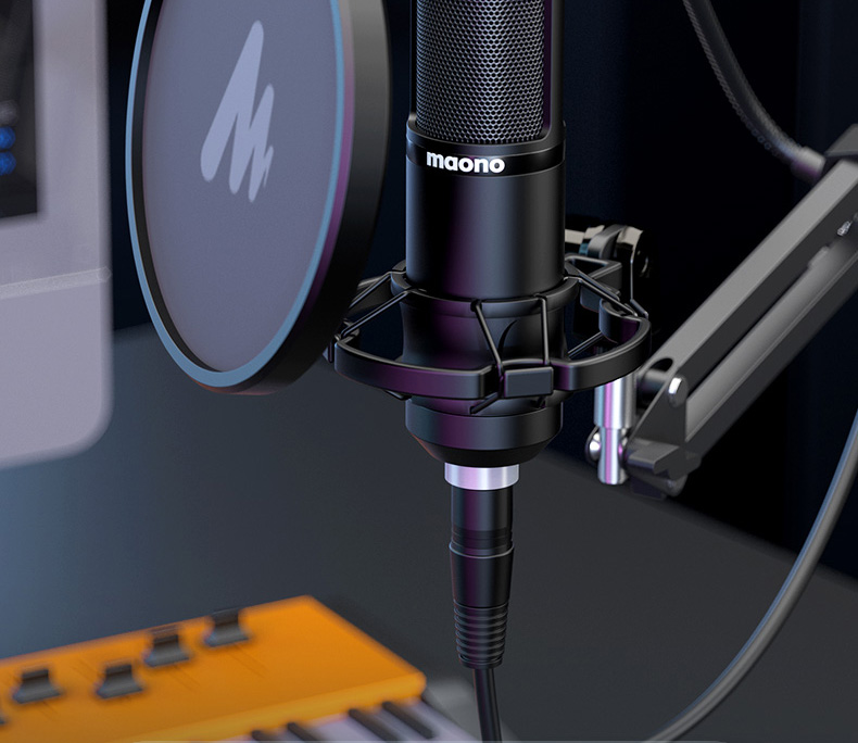 Maono PM320 Live Mic Anchor Microphone Set - USB-Kondensator-Mikrofon mit Kopfhöreranschluss und Monitor-Mix